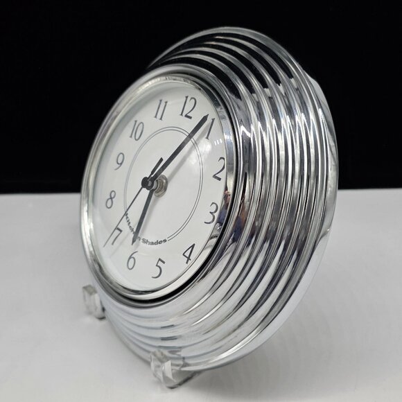 Kitchen Shades Wall Clock With Ribbed Silver Chrome Frame With Convex Glass 8.5" - Picture 4 of 9